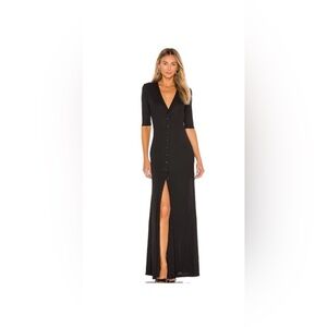 L Academie maxi dress. Buttons all the way down V neck half sleeves